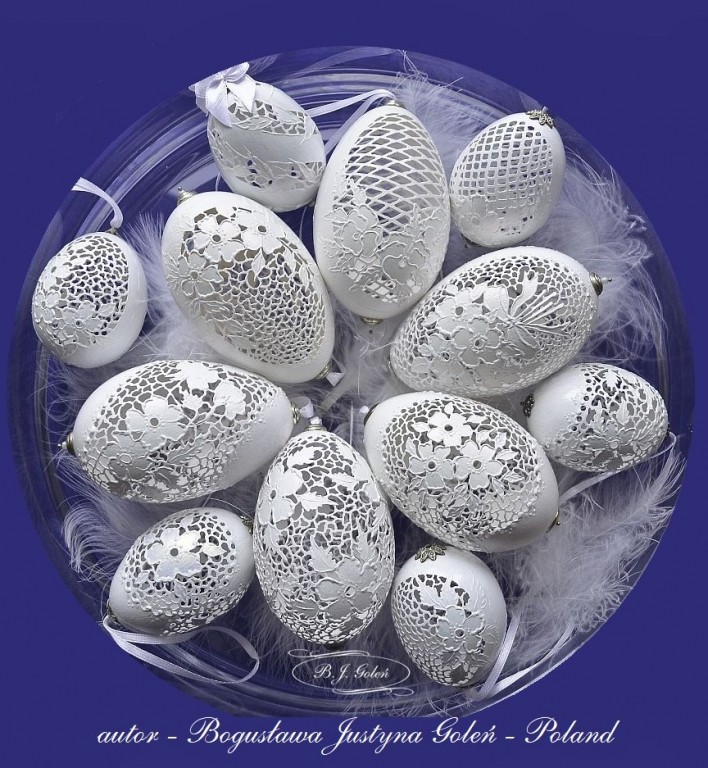 Dekoratorzy, Ażurowe pisanki  diamentem haftowane - openwork Easter eggs embroidered with a diamond - goose eggs
ażurowe pisanki haftowane diamentem - gęsie jajka