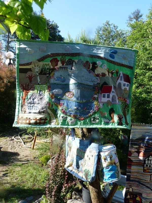 Ogród, Udekorowany ogród -  3 w 1 -obraz puszka i torebka- przewaga haftu
