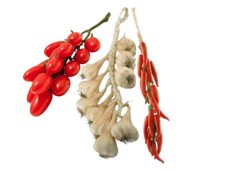 Dekoracje, Sztuczne owoce i warzywa do dekoracji - Warkocze czosnku, chili i pomidorków cherry. Producent: ABM