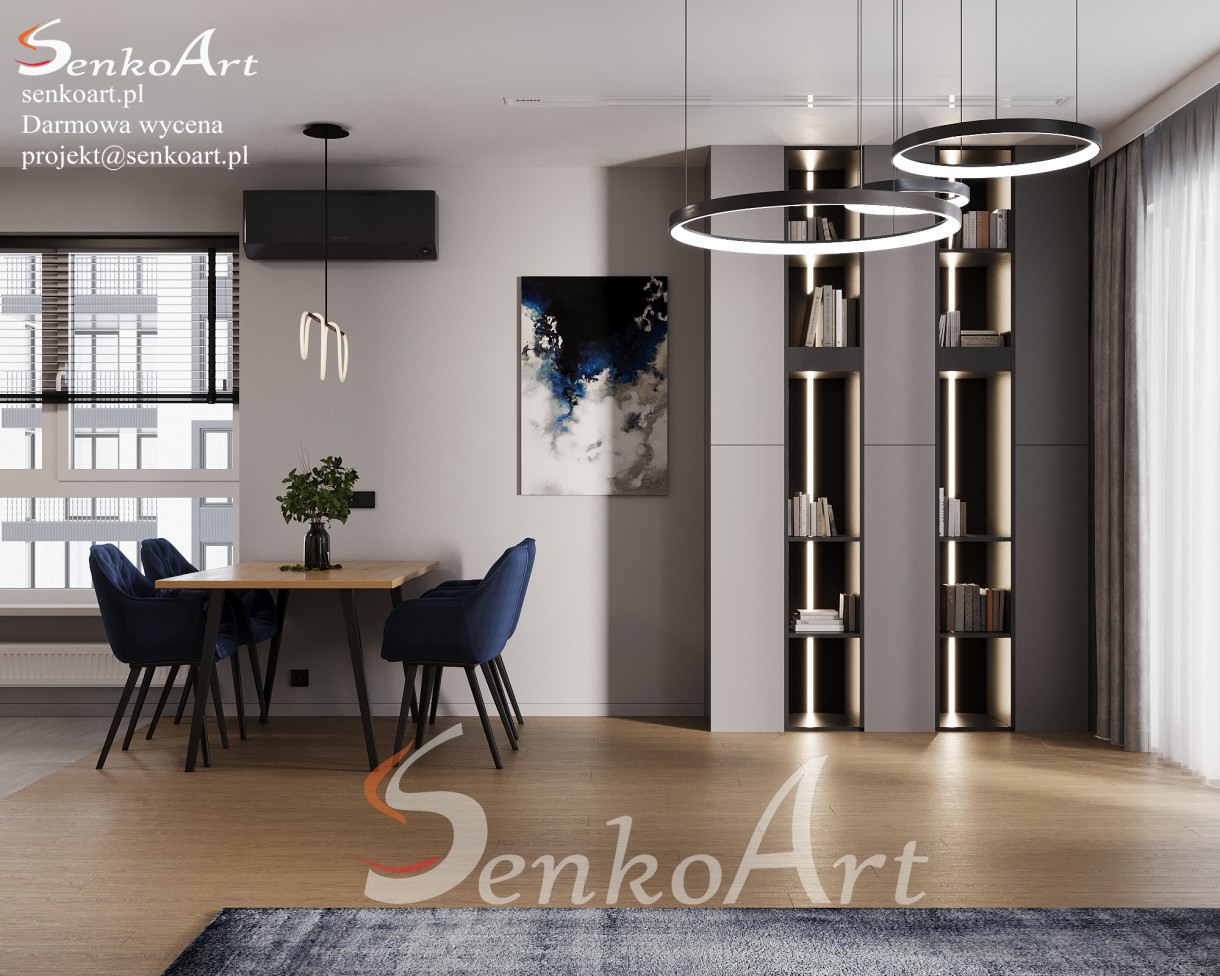 Salon, Salon z aneksem kuchennym - Nowoczesna aranżacja - Jadalnia projekt.

Projektant: Senkoart Design
Strona: https://senkoart.pl/