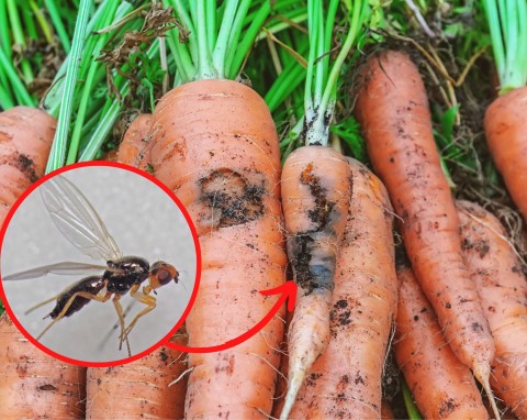Jej larwy wygryzają czarne dziury w marchwi. Jak zwalczyć połyśnicę marchwiankę?