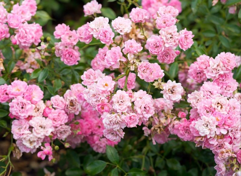 Aby róże okrywowe pięknie kwitły po przycięciu, należy je podlewać i zasilić nawozem azotowym.