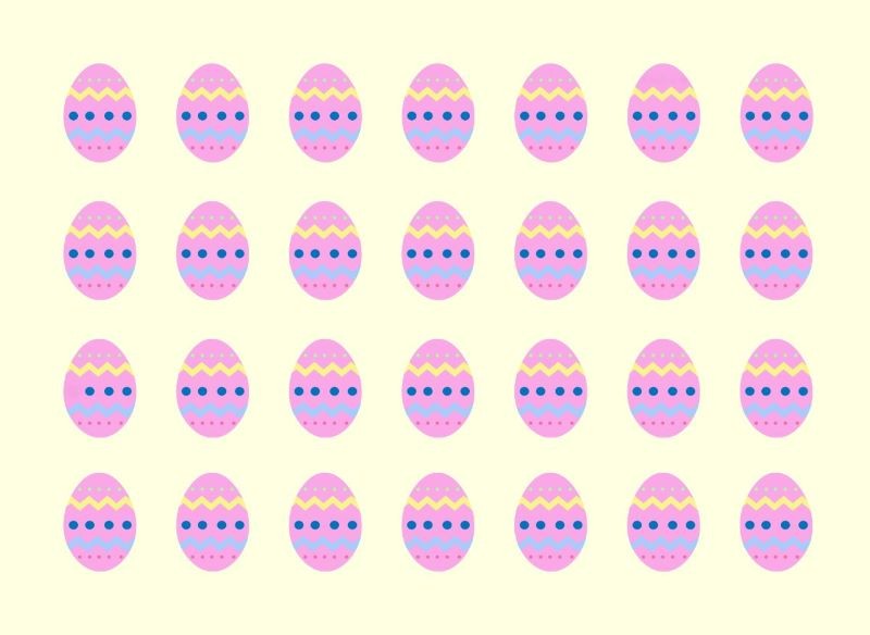 Znajdź 2 pisanki, które wyglądają inaczej.