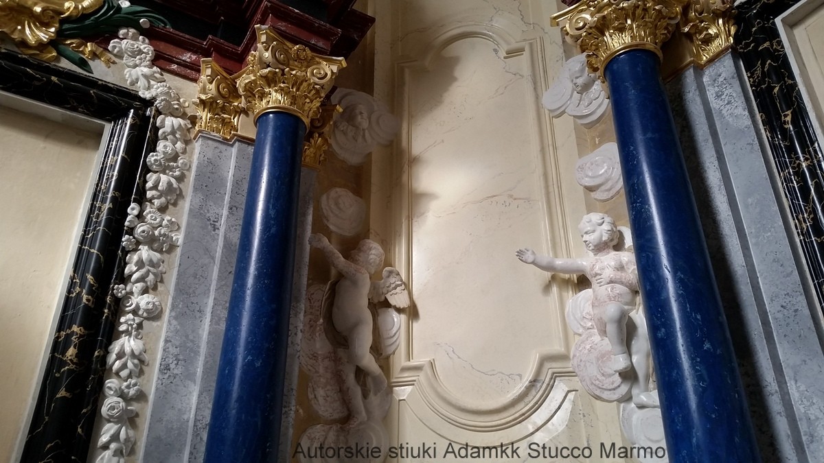 Pozostałe, Stiuki autorskie XVI w. Kaplica Radziwiłłów. Adamkk Stucco Marmo - Stiukowy marmur portoro,złocisty,burgund,granit galaxy star,alabaster i lapis lazuli.Adamkk pieknestiuki.pl