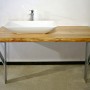 Łazienka, lite drewno w łazience - Blat pod umywalkę z litego buka