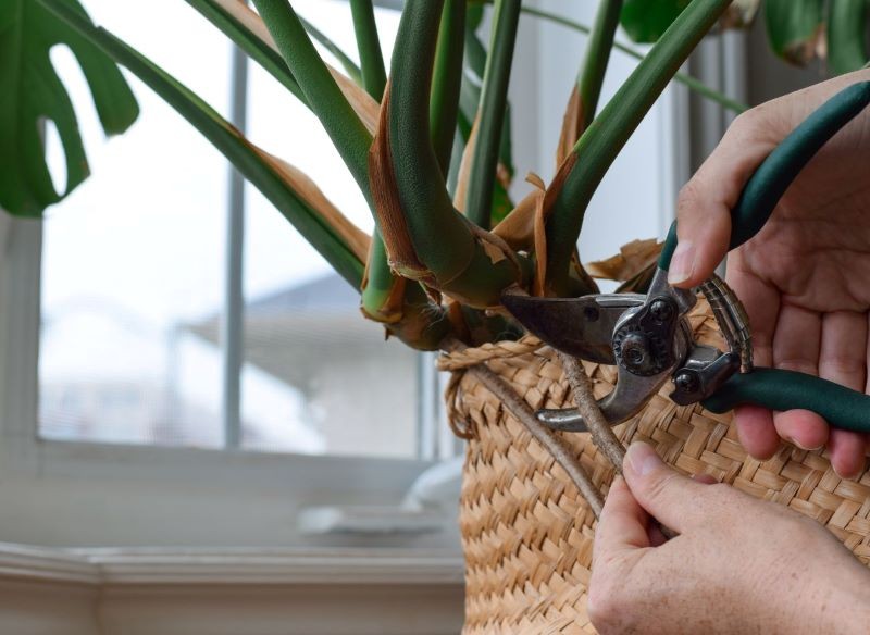 Obcinanie korzeni powietrznych monstery osłabia roślinę, dlatego lepiej tego nie robić.