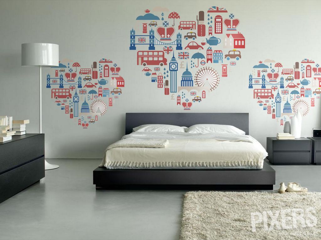 Pozostałe, London Calling - London Hearts | http://pixersize.com/wall-decals/-42018407