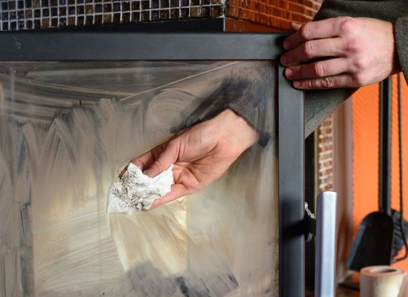 Szyby kominka lepiej nie czyścić sodą oczyszczoną.