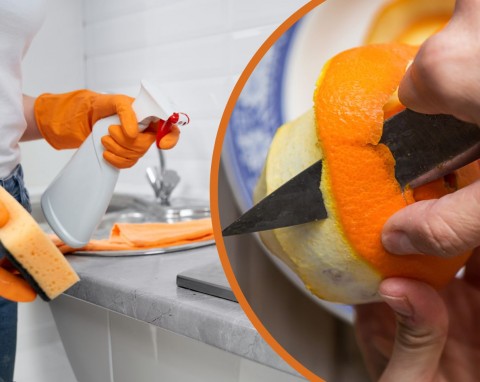Domowy płyn do czyszczenia ze skórki pomarańczy. Umyjesz nim każdą powierzchnię
