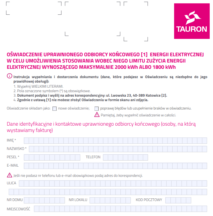 wyższy limit za prąd