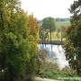 Pozostałe, Odkurzone foto - Park Czartoryskich w Puławach z zabytkami, ale teraz letnią porą. Widok ze skarpy na starą łachę wiślaną i pływające łabędzie.